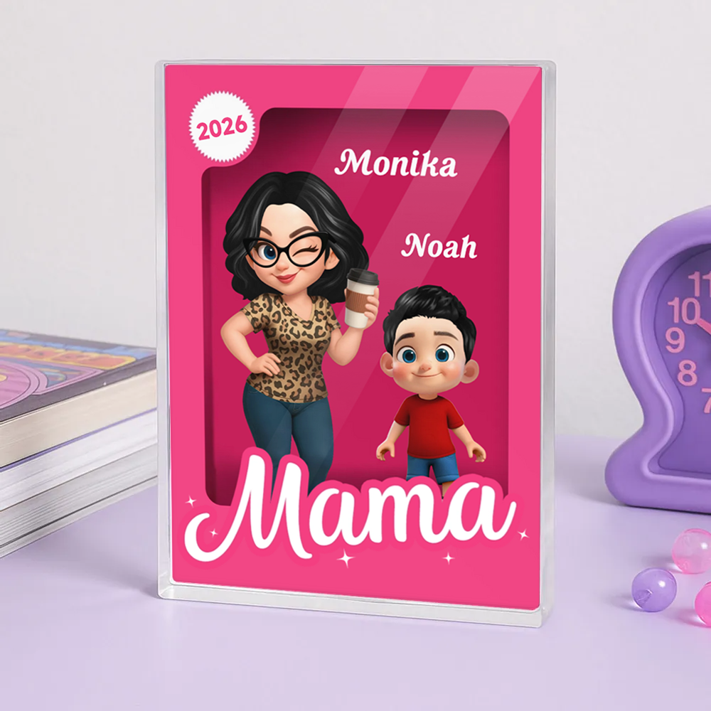 Frau und Kinder-Personalisierter Acrylblock mit eine Frau und 1-5 Kinder Geschenk für Mama und Oma