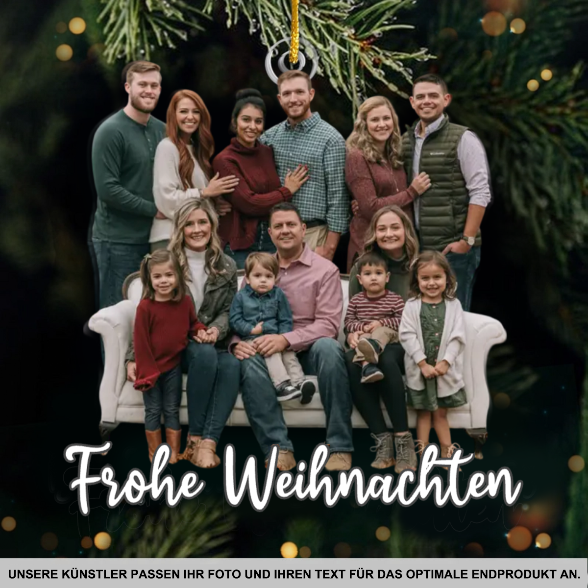 Personalisierter Acrylanhänger mit Foto und Text Christbaumschmuck für Familie