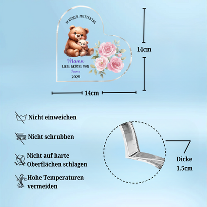 Tiermotiv-Personalisiertes Acrylherz Geschenk zum Muttertag