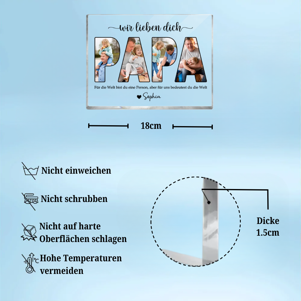 PAPA Acrylblock mit Fotos, Text und Namen