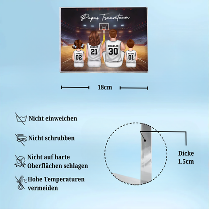 Acrylblock mit Basketballfamilie Geschenk für Papa und Basketballfans