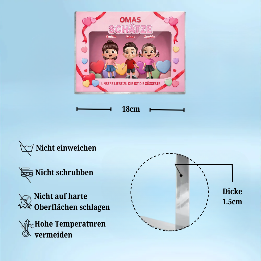 Omas Schätze - Personalisierter Acrylblock mit Kinder Geschenk für Mama und Oma