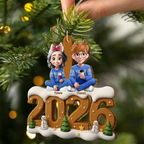 Personalisierter Holz-Weihnachtsanhänger – Familie & Haustiere, 2–10 Figuren