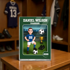Personalisierter Acrylblock mit Fußballjunge und Fußballmädchen Geschenk für Kind