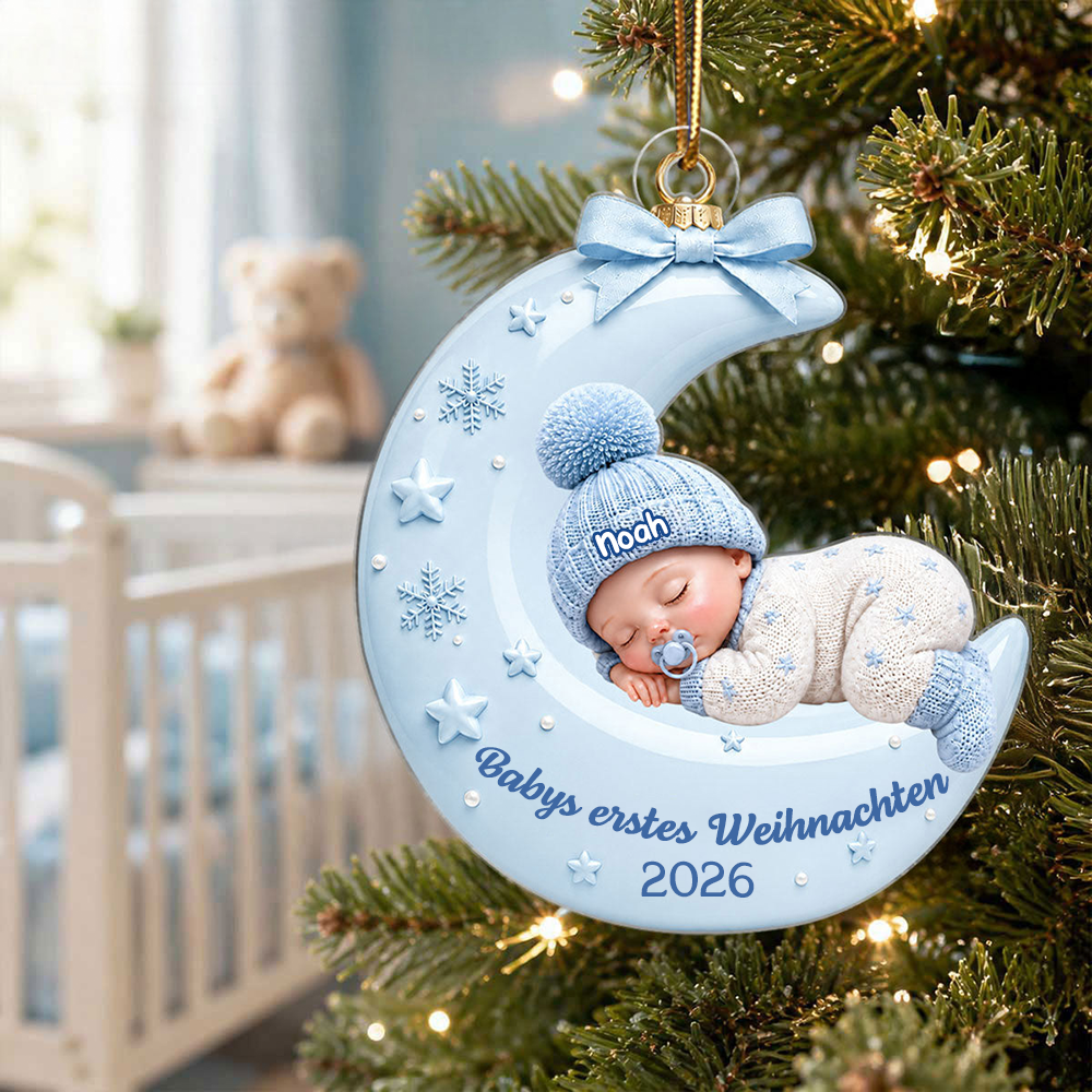 Personalisierter Acryl-Weihnachtsanhänger – Babys erstes Weihnachten mit Namen