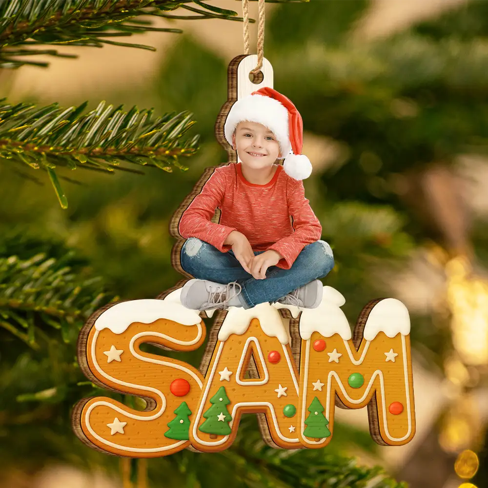 Personalisierter Holz-Weihnachtsanhänger mit Foto und Name