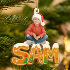 Personalisierter Holz-Weihnachtsanhänger mit Foto und Name