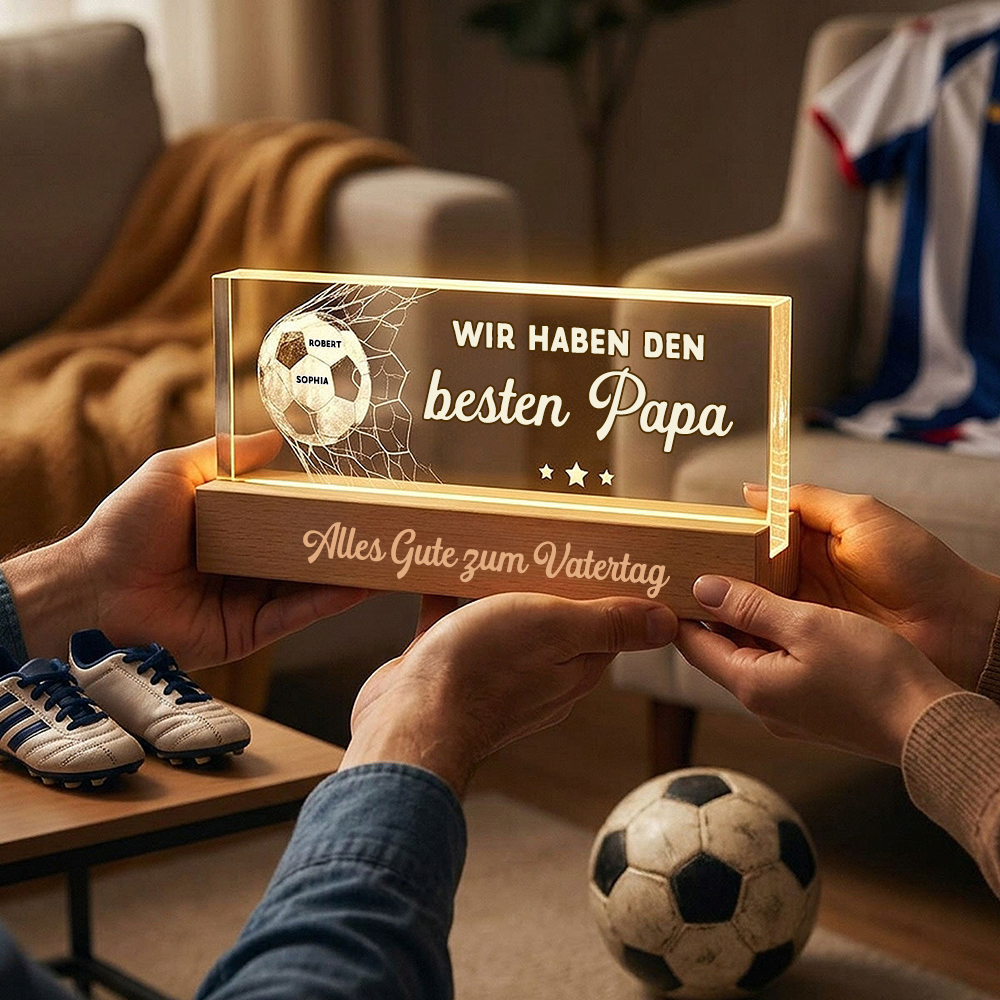 Volltreffer- Personalisiertes Nachtlicht mit Fußball Geschenk für Vater