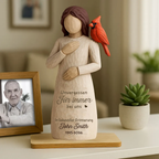 Frau und Rotkardinal-Personalisierter Holzaufsteller Trauergeschenk