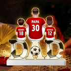 Papa's Dream Team – Personalisierte DAD-LED-Lichtbox mit Fußballfamilie und Namen