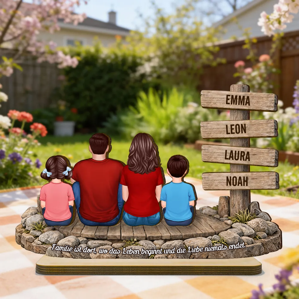 Personalisierter Holzaufsteller mit Familie und Text