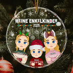 Personalisierter Glasanhänger mit 1-10 Kinder Christbaumschmuck für Oma und Opa