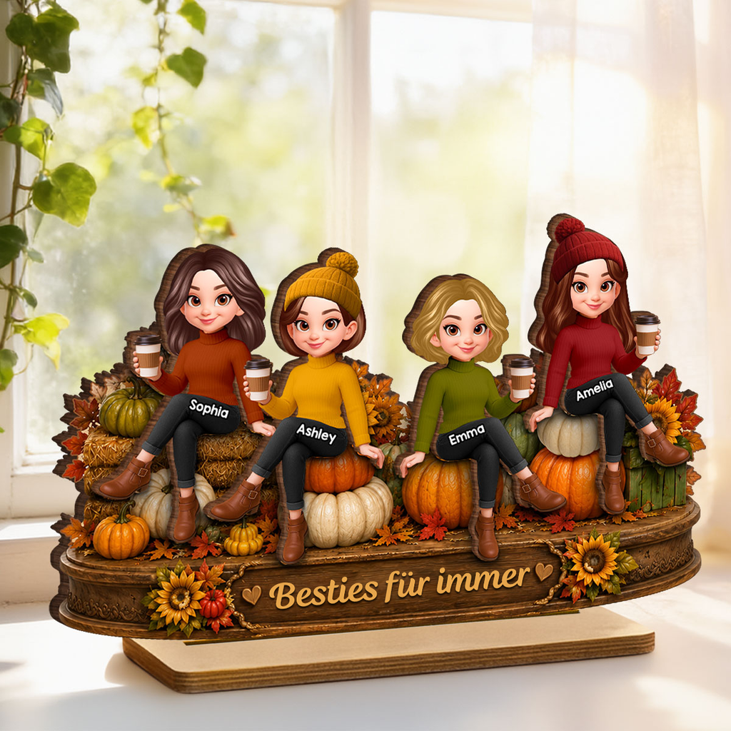 Personalisierter Holzaufsteller für die beste Freundin – Herbstmotiv