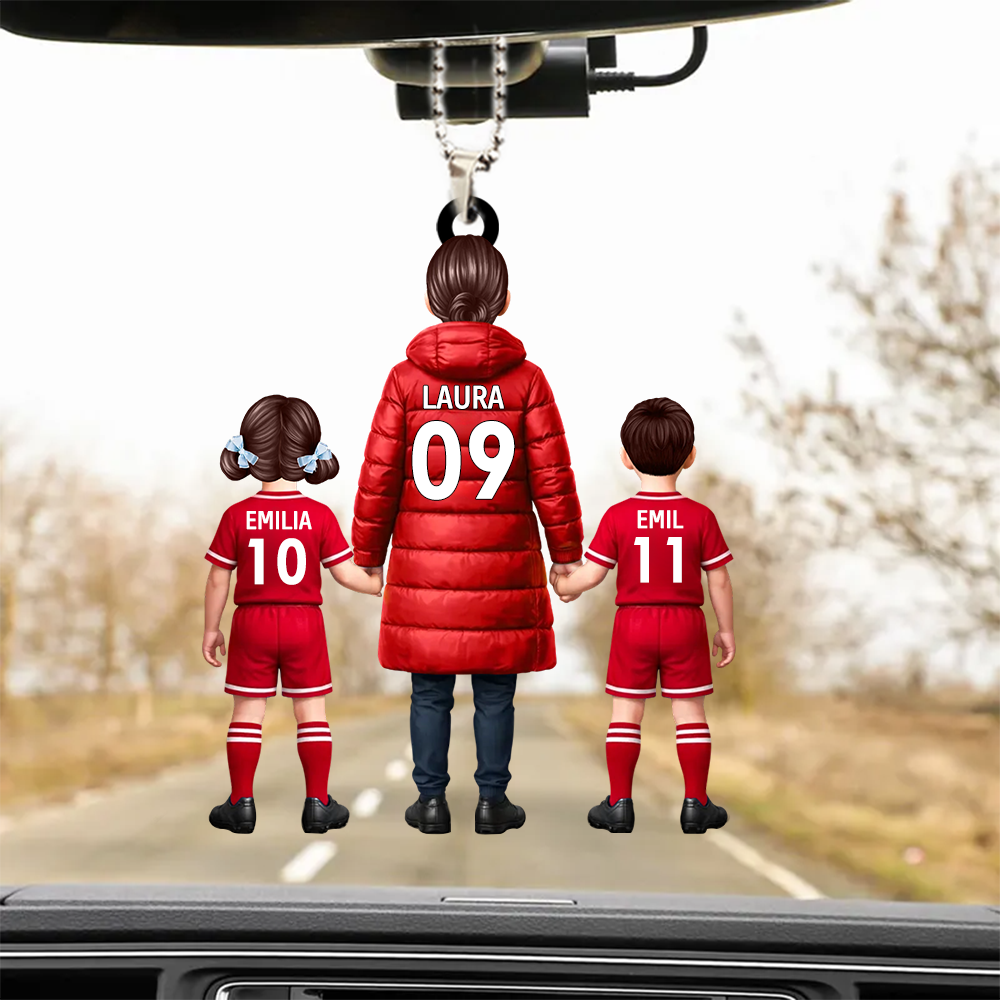Fußballmama und Kinder-Personalisierter Acrylanhänger´mit Trikots