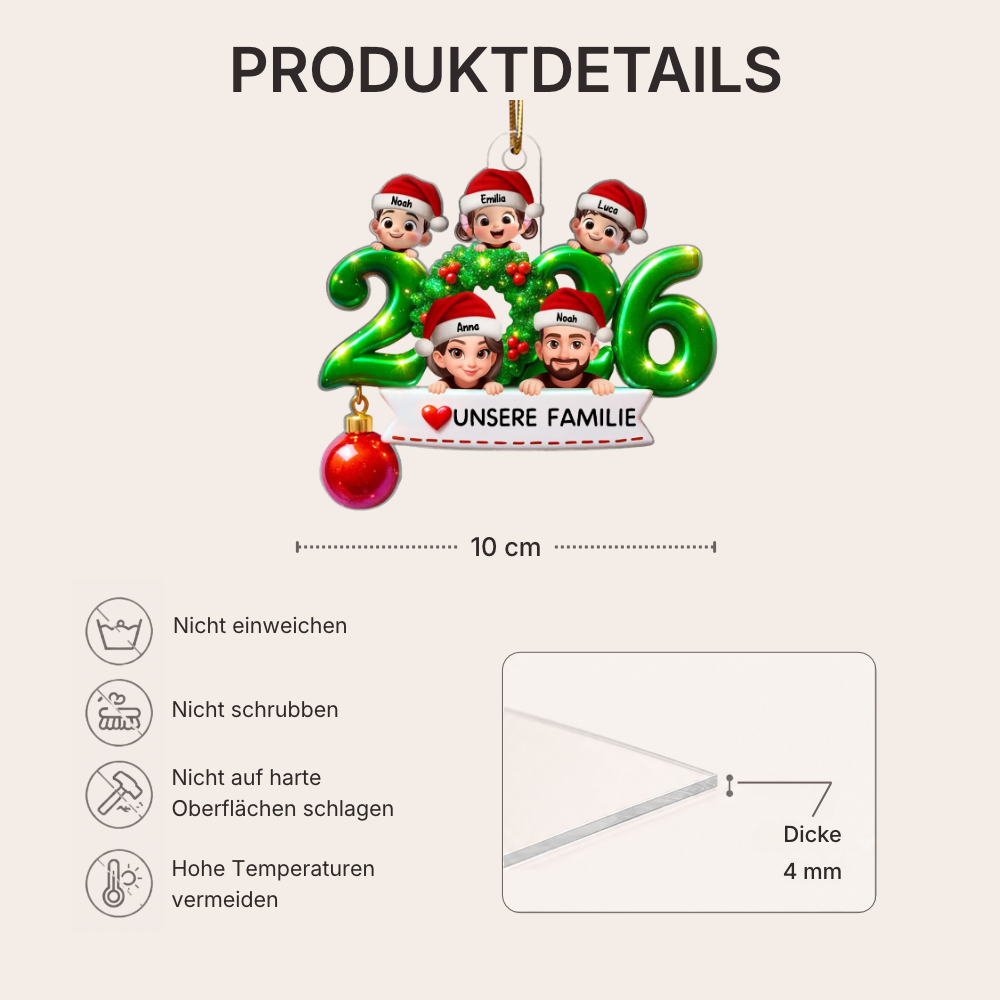 2025 Familie - Acrylornament mit Elten und Kinder Christbaumschmuck