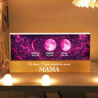 "An diesen Tagen wurdest du unsere Mama" Personalisiertes LED-Nachtlicht mit Mondphasen und Text