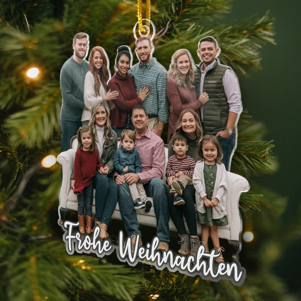 Personalisierter Acrylanhänger mit Foto und Text Christbaumschmuck für Familie
