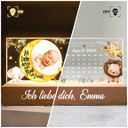 Baby auf dem Mond - Personalisiertes LED Lampe mit Foto und Kalender