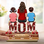 "MOM,MAMA, OMA" Holzaufsteller mit Frau und Kinder personalisiert
