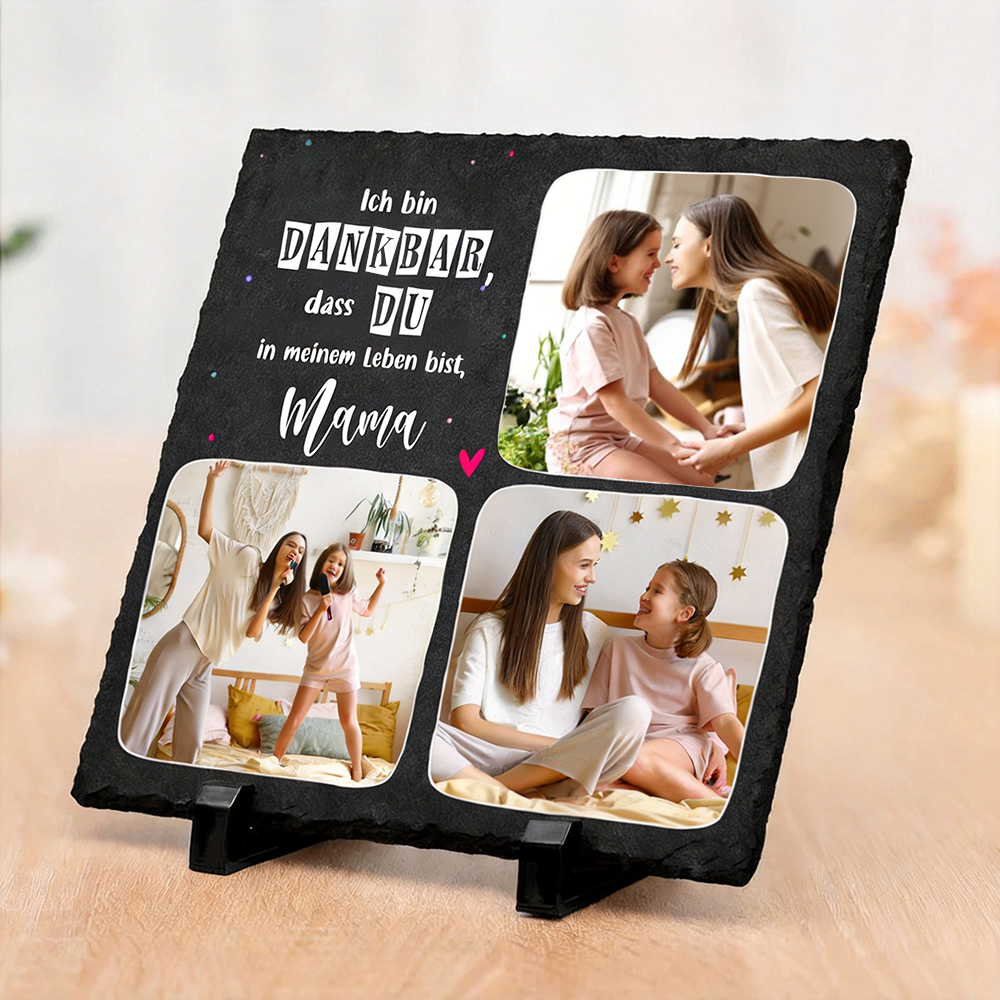 Dankeschön-Geschenke Personalisierte Schieferplatte mit Spruch und Fotos