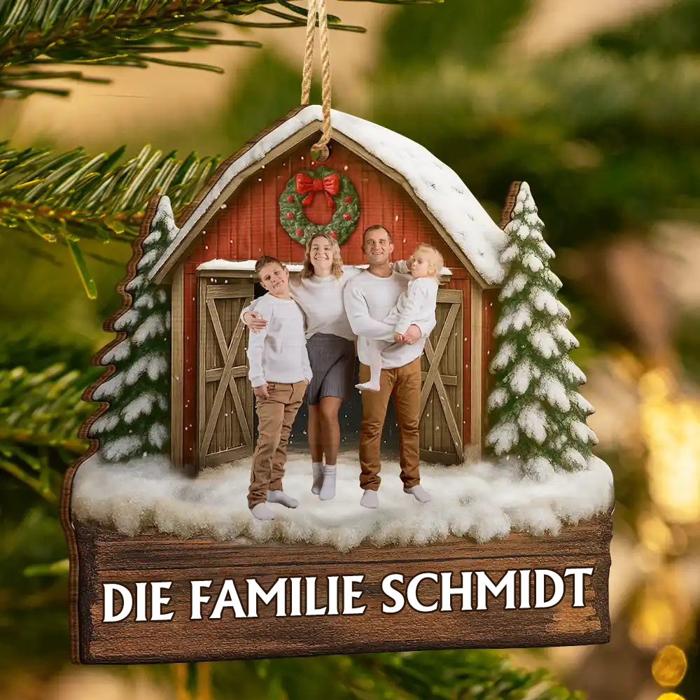Personalisierter Holz-Weihnachtsanhänger mit Foto und Text
