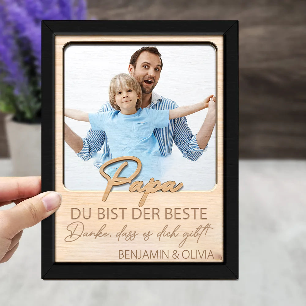 "Papa, du bist der Beste"- Personalisierter Holzaufsteller mit Foto und Name