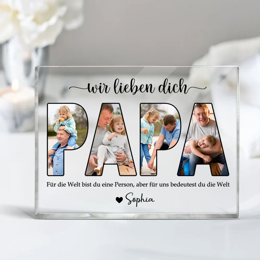 PAPA Acrylblock mit Fotos, Text und Namen