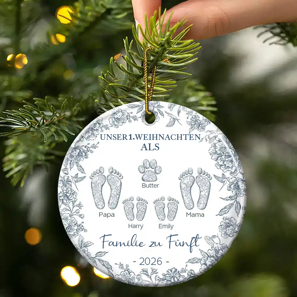 Personalisierter Keramik-Weihnachtsanhänger – Unser 1. Weihnachten als Familie