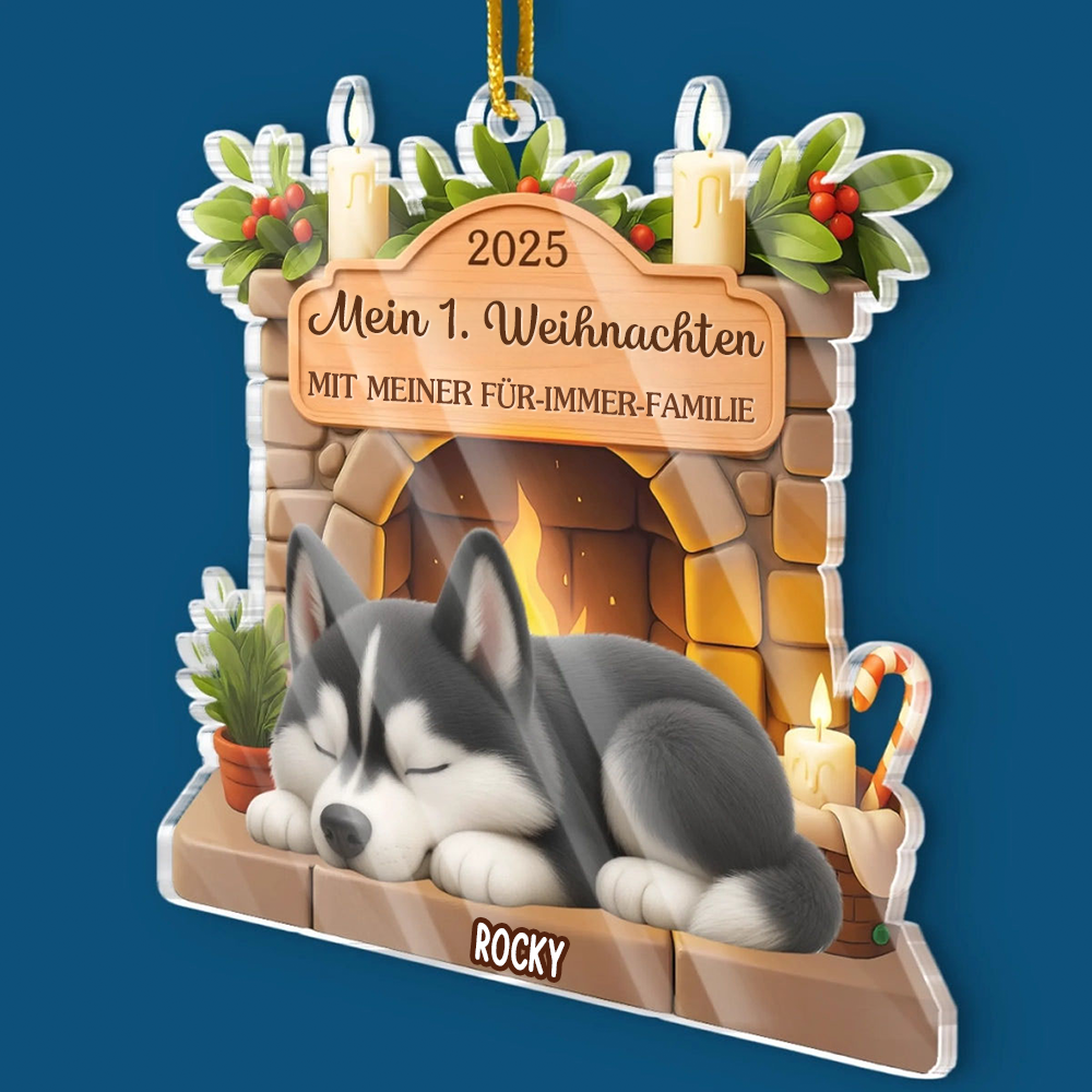 Mein Erstes Weihnachten-Personalisierter Acrylanhänger mit Hund Christbaumschmuck für Hunde