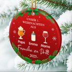 Personalisierter Keramik-Ornament „Unser erstes Weihnachten als Familie zu...“ Christbaumschmuck