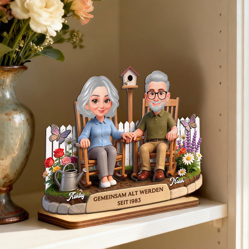 Gemeinsam Alt Werden seit.... Personalisierter Holzaufsteller mit Paar Jahrestagsgeschenk