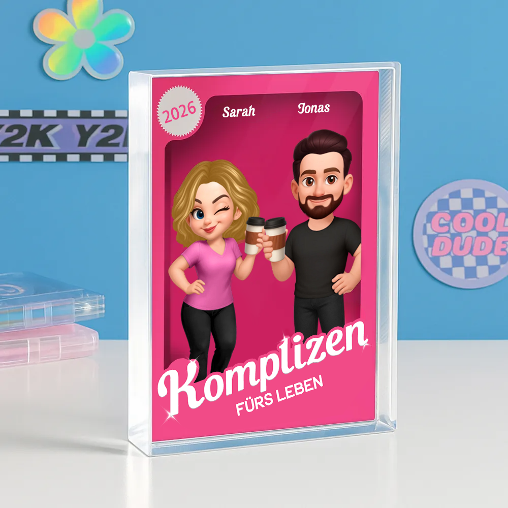 Komplizen fürs Leben - Personalisierter Acrylblock mit 2-6 Personen Geschenk für Paar und Freunde