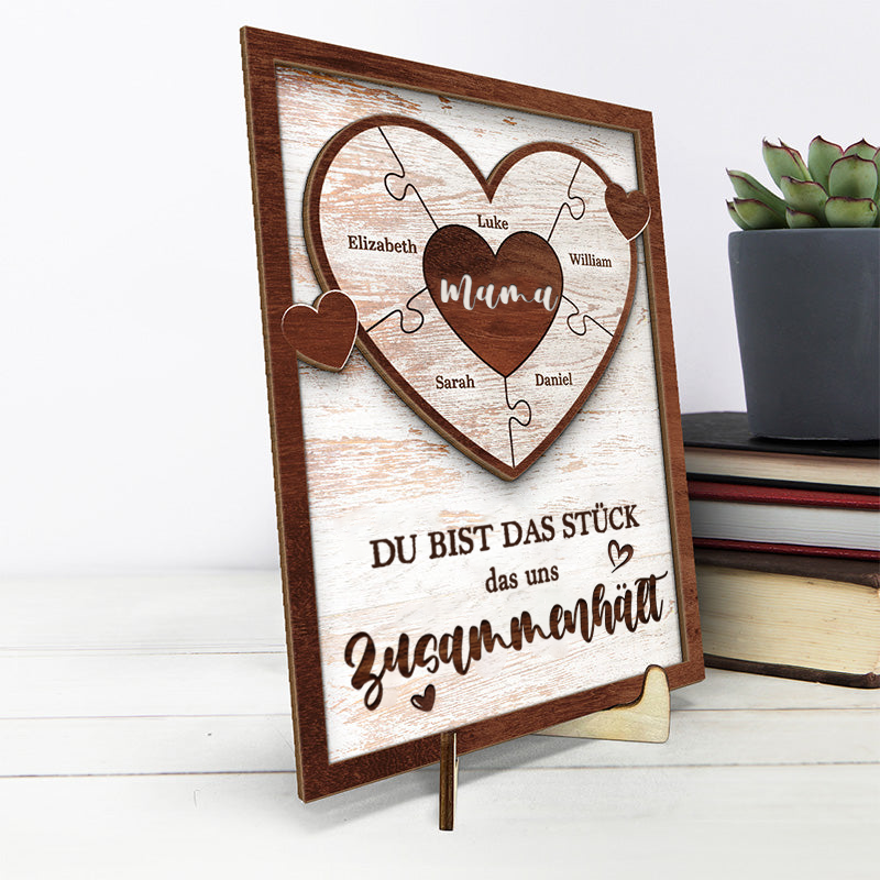 Personalisierte Puzzle-Holztafel für Mama, Papa, Oma und Opa