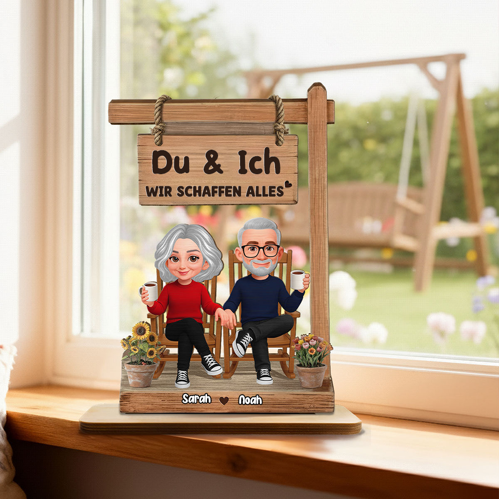 Personalisierter Holzaufsteller mit Paar Geschenk zum Jahrestag