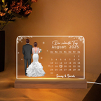 Personalisierte Nachtlicht mit Brautpaar und Kalender Hochzeitsgeschenk