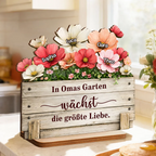 Omas Garten-Personalisierter Holzaufsteller mit Blumenmotiv Geschenk für Mama und Oma