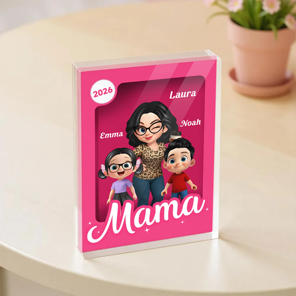 Frau und Kinder-Personalisierter Acrylblock mit eine Frau und 1-5 Kinder Geschenk für Mama und Oma