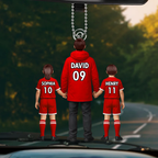 Papas Fußballteam- Personalisierter Acrylanhänger mit Mann und Kinder