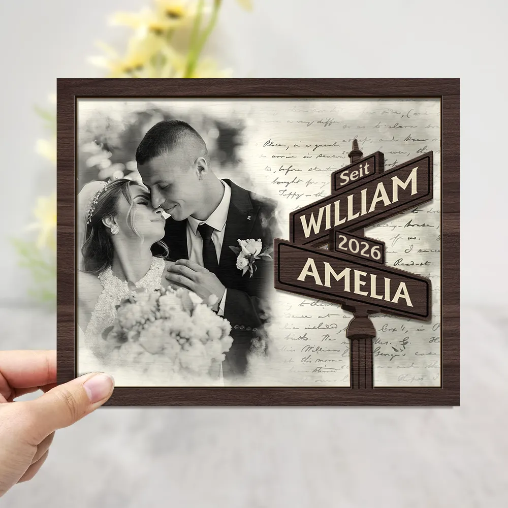 Personalisierter Holzaufsteller mit Foto und Jahr Geschenke zum Jahrestag