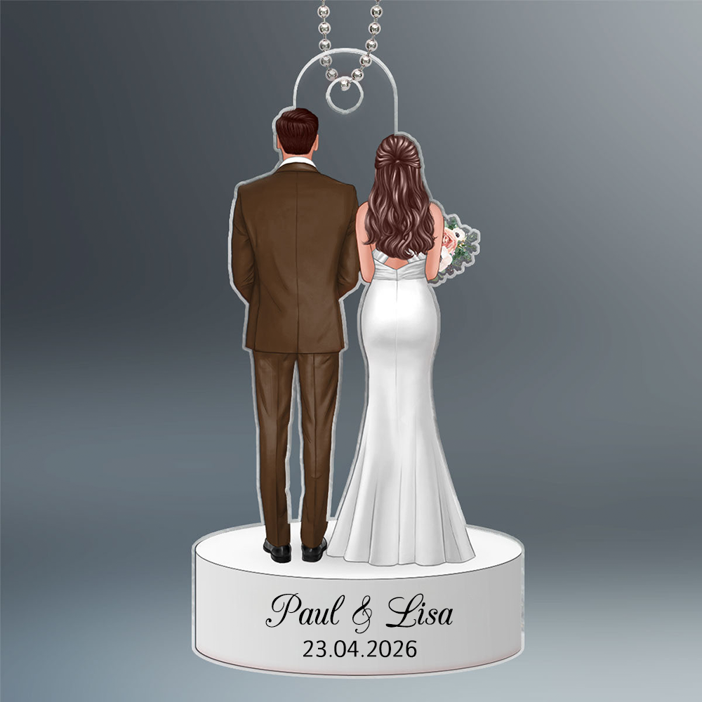 Hochzeitspaar-Personalisierter Acrylanhänger mit Figuren und Text Geschenk zum Jahrestag