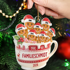 Personalisierter Acryl-Weihnachtsanhänger – Lebkuchenfamilie mit Namen