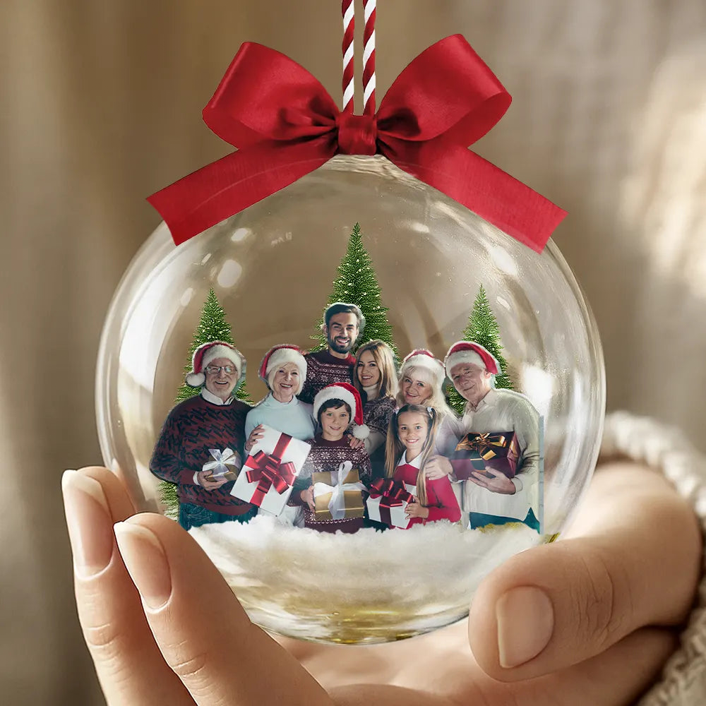 Personalisierte 3D-Acrylkugel – Weihnachtsanhänger mit Foto