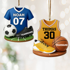 Fußball/Basketball und Trikot- Personalisierter Acrylanhänger mit Namen und Farbe