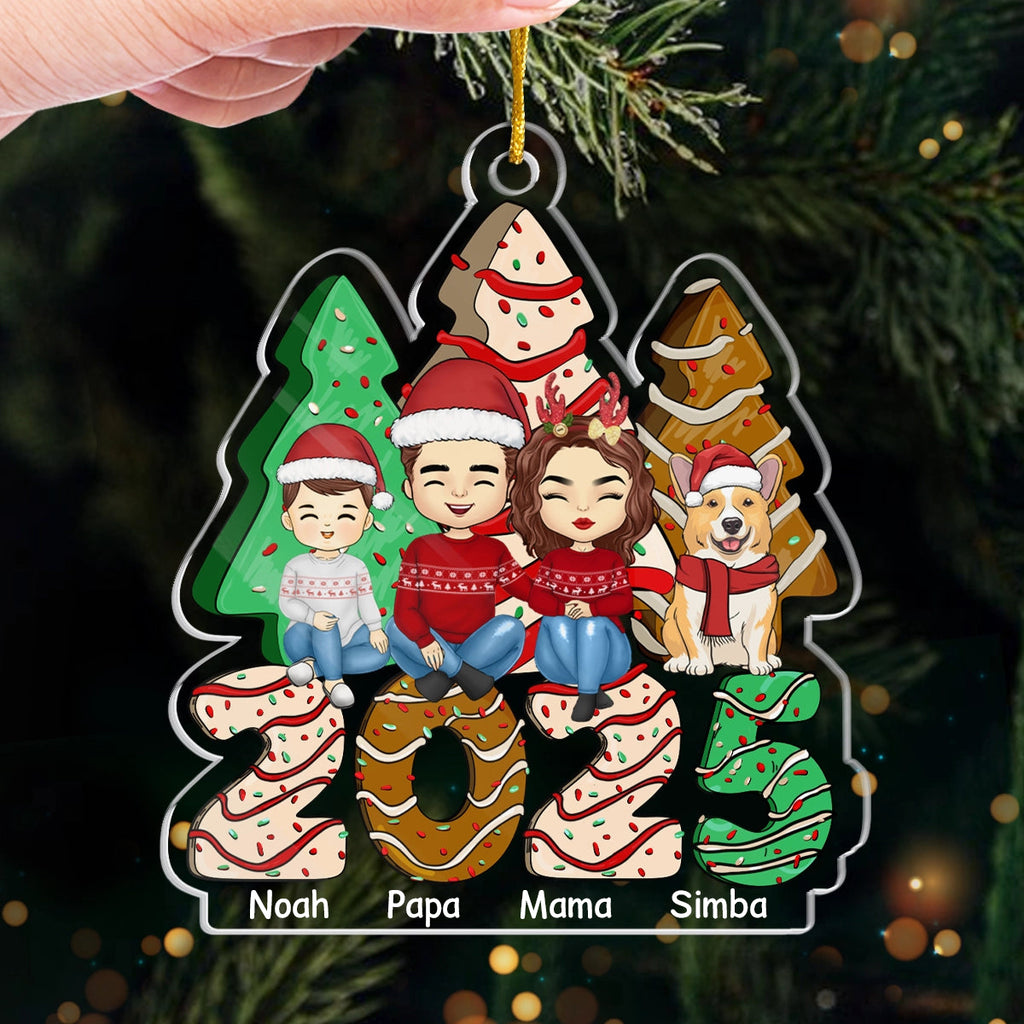 2025 Familie - Personalisiertes Acrylornament Christbaumschmuck mit Eltern, Kinder und Haustiere