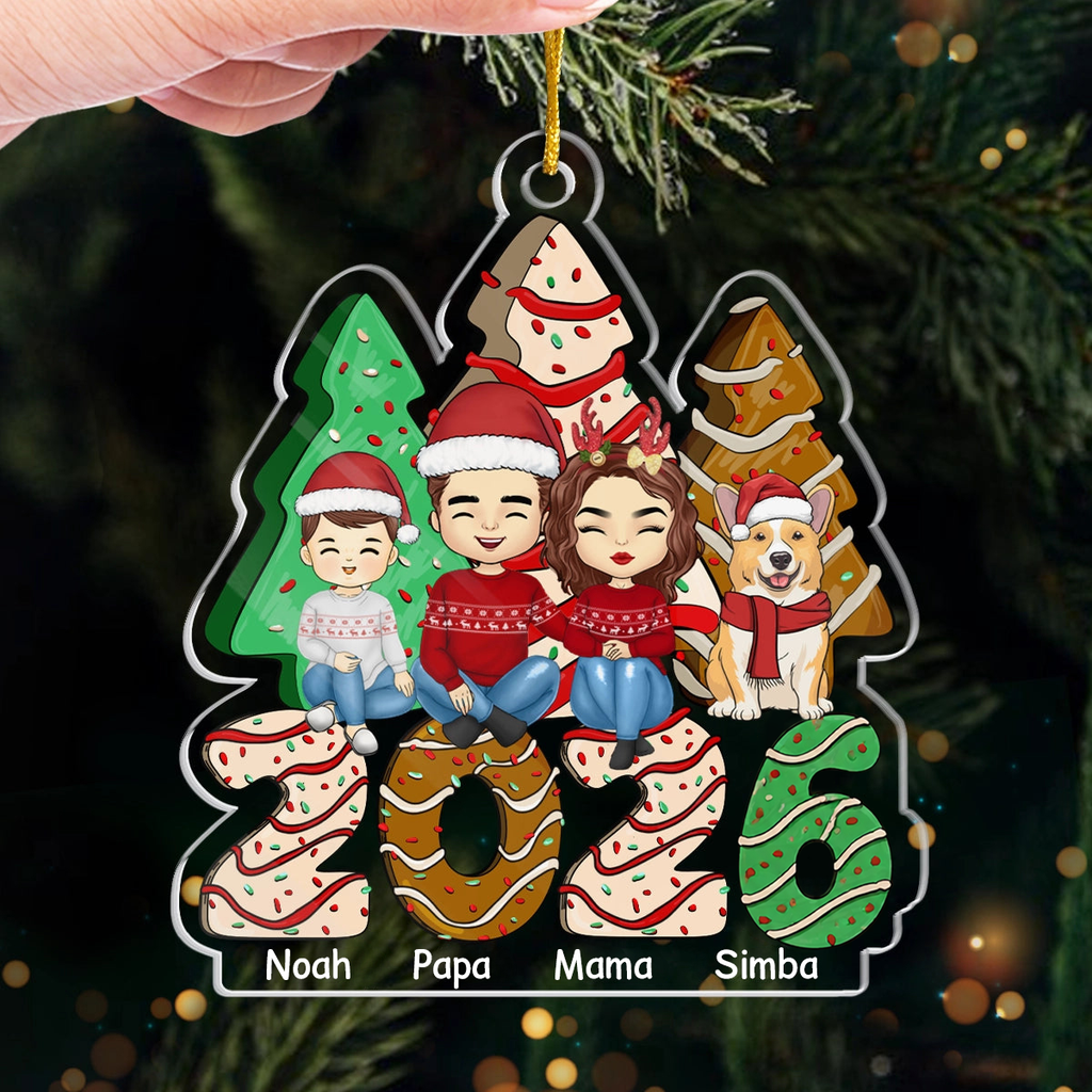 2025 Familie - Personalisiertes Acrylornament Christbaumschmuck mit Eltern, Kinder und Haustiere