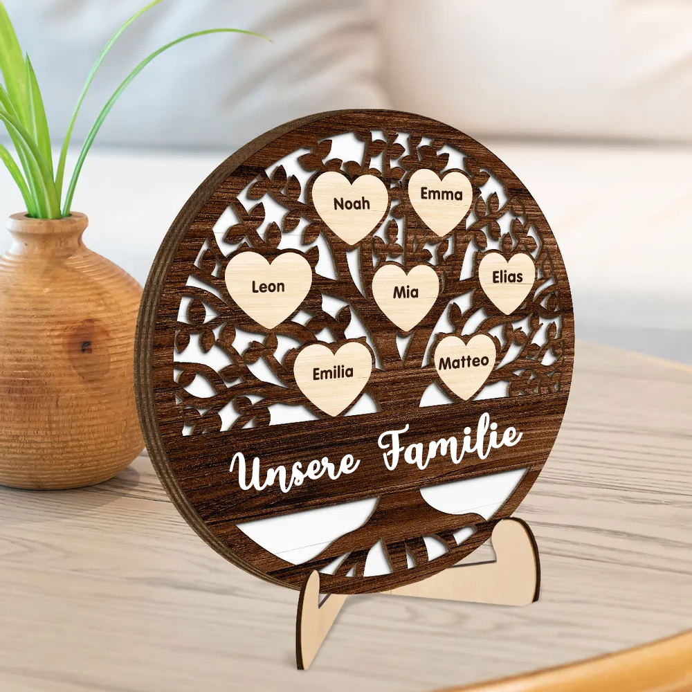 Personalisierte Holzplakette mit Familienbaum Geschenk für Familie