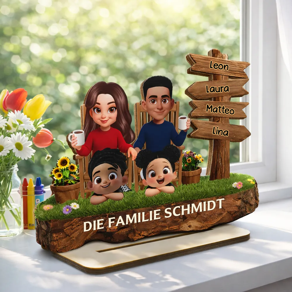 Eltern und Kinder-Personalisierter Holzaufsteller Geschenk für Papa, Mama, Oma und Opa