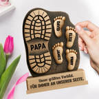 Personalisierter 2-Schicht-Holzaufsteller mit Fußabdrücken Geschenk für Vater