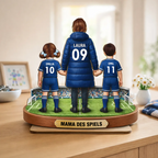 Mama und Kinder mit Fußballmotiv Personalisierter Holzaufsteller