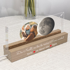 "Die Nacht..." Personalisiertes LED-Nachtlicht mit Foto und Mondphase Geschenk für Mama und Papa